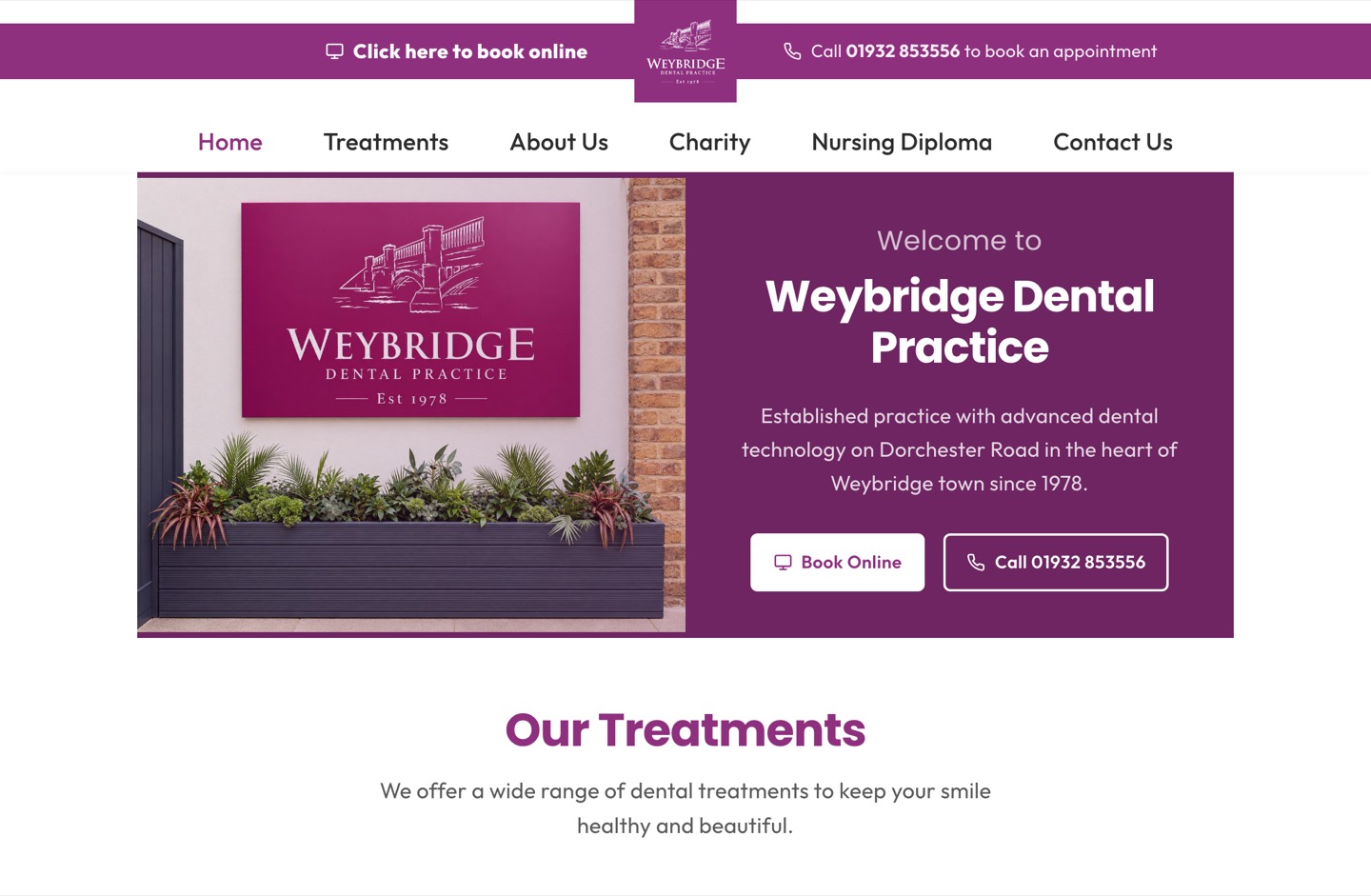Weybridge Dental Practice homepage